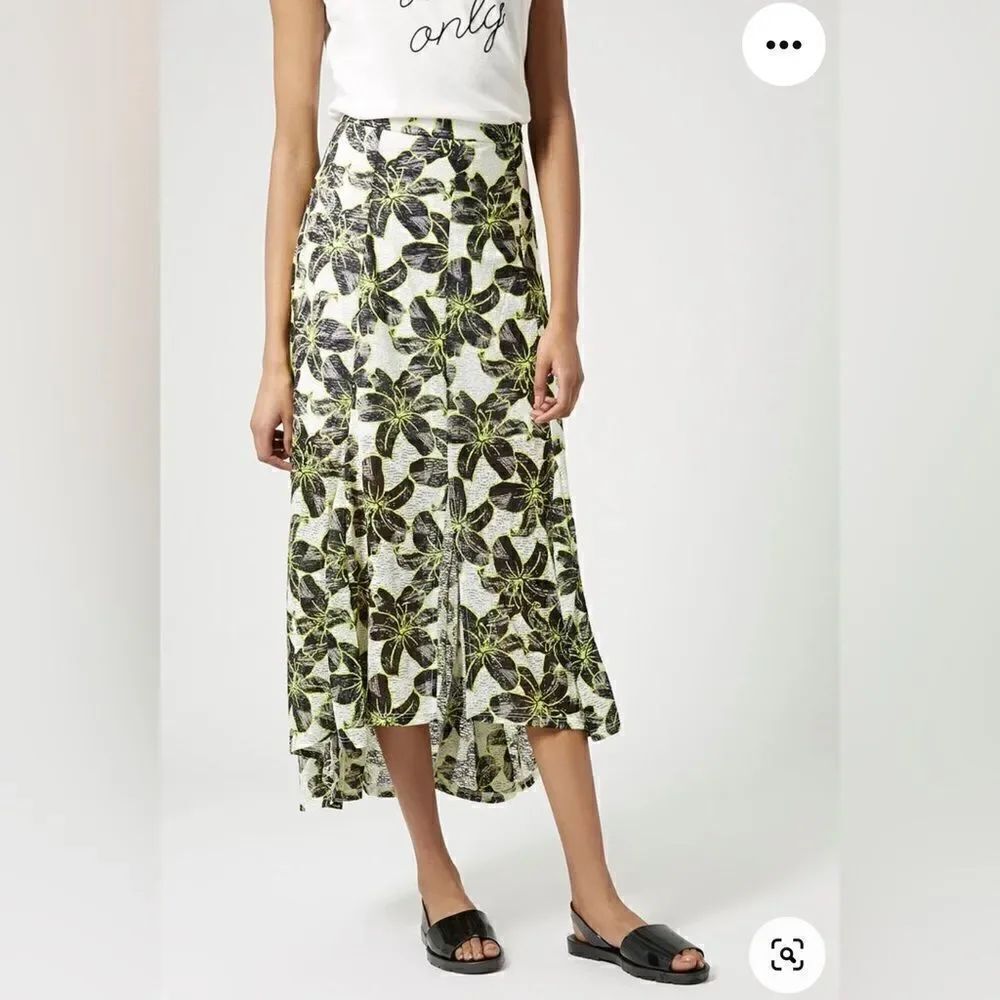 Topshop Outline Hibiscus Maxi Skirt with Front Split NWT US 2